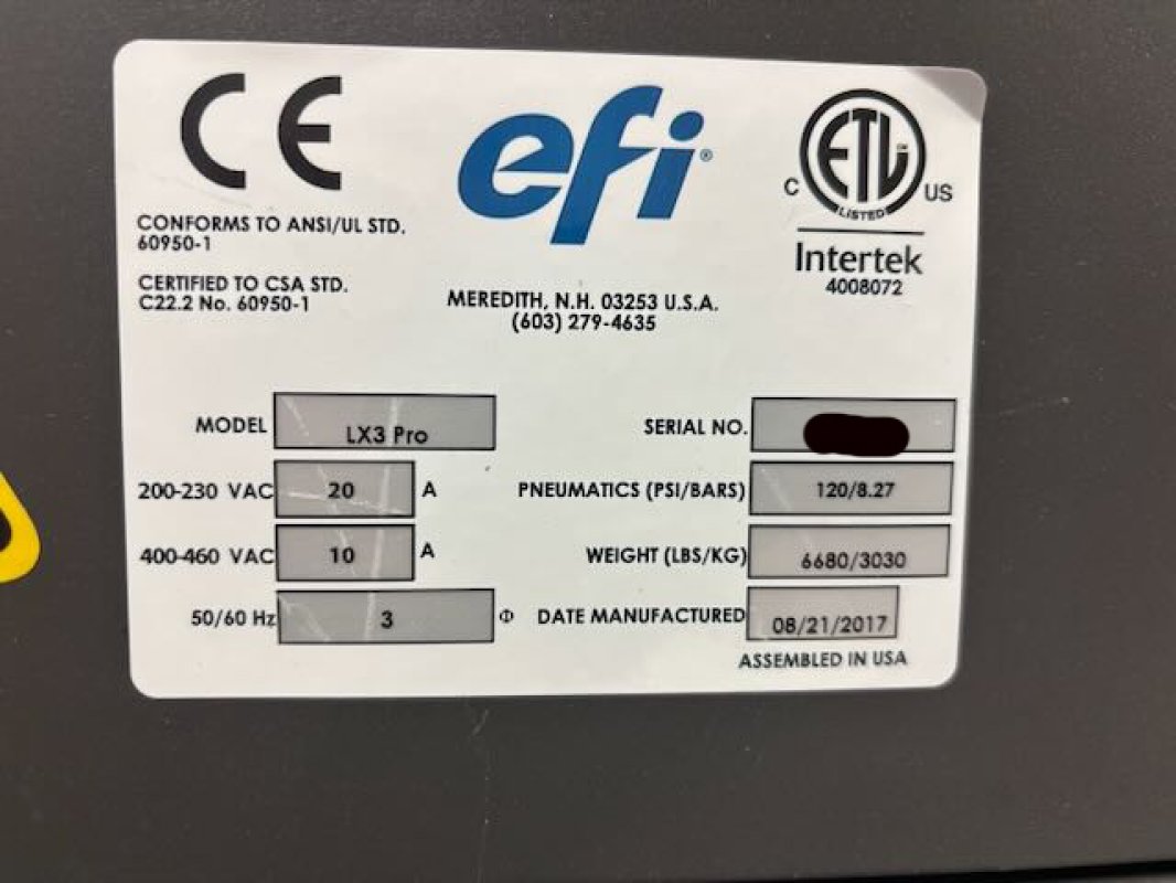 2017 EFI-VUTEk LX3 Pro LED