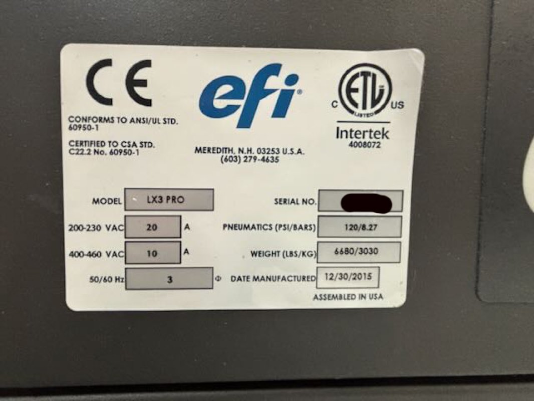 2015 EFI-VUTEk LX3 Pro LED