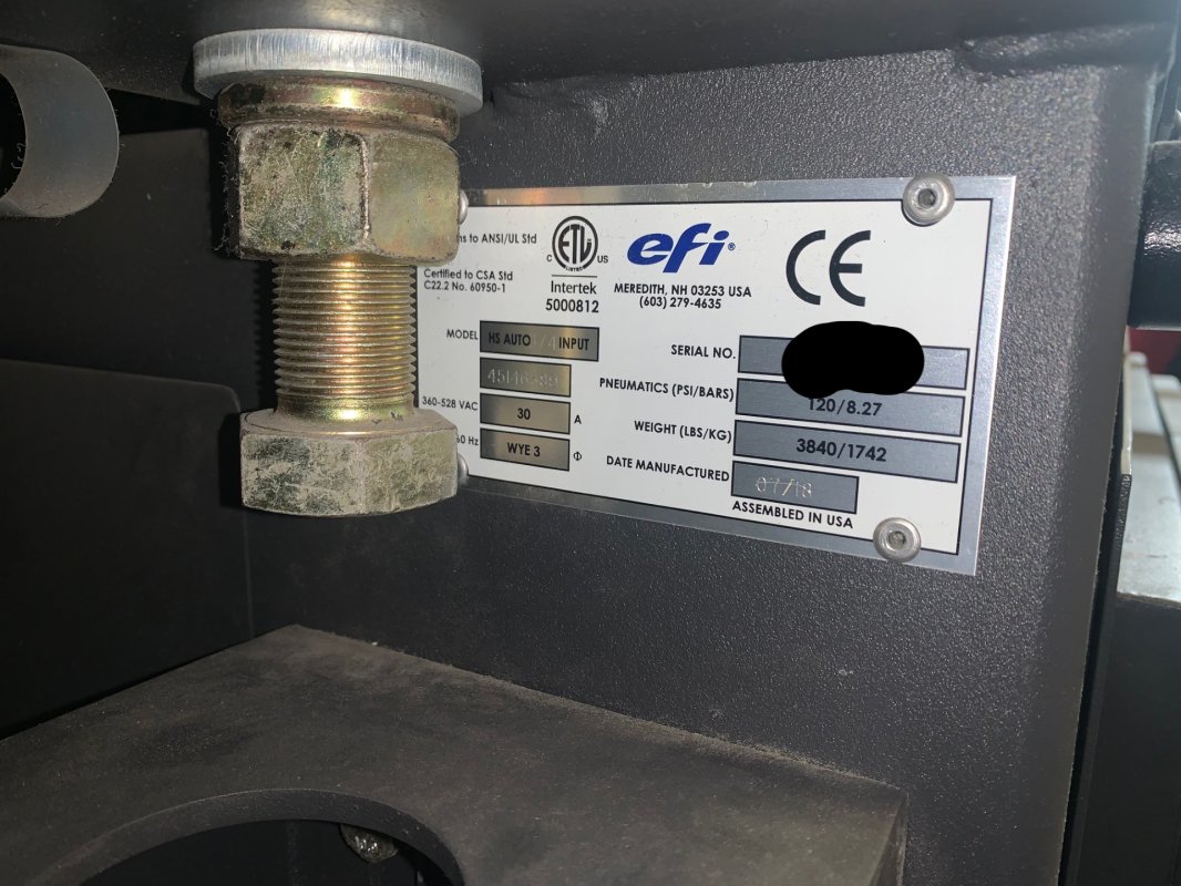 2018 EFI HS AUTO 3/4 INPUT