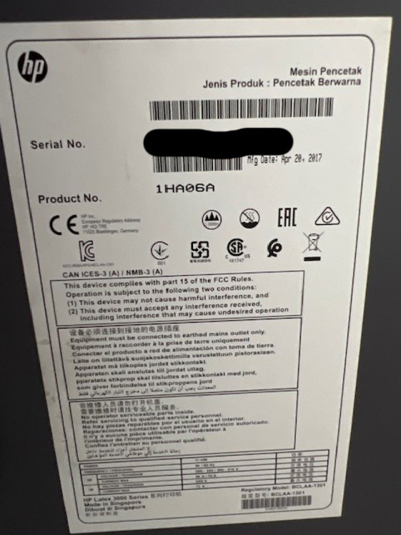 2017 HP Scitex Latex 3200