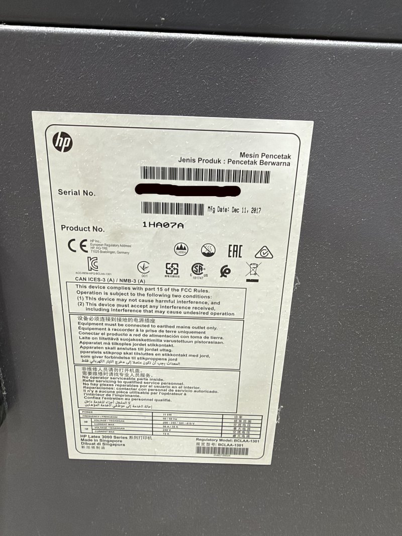 2017 HP Scitex Latex 3600