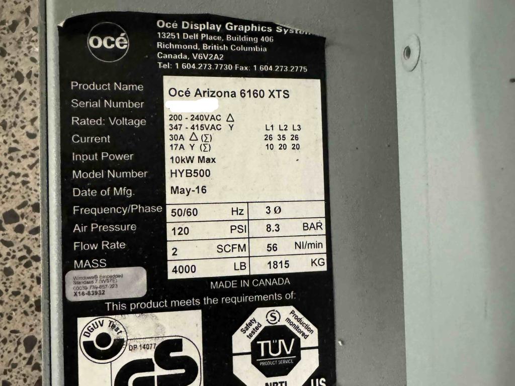 2016 Oce Arizona 6160 XTS