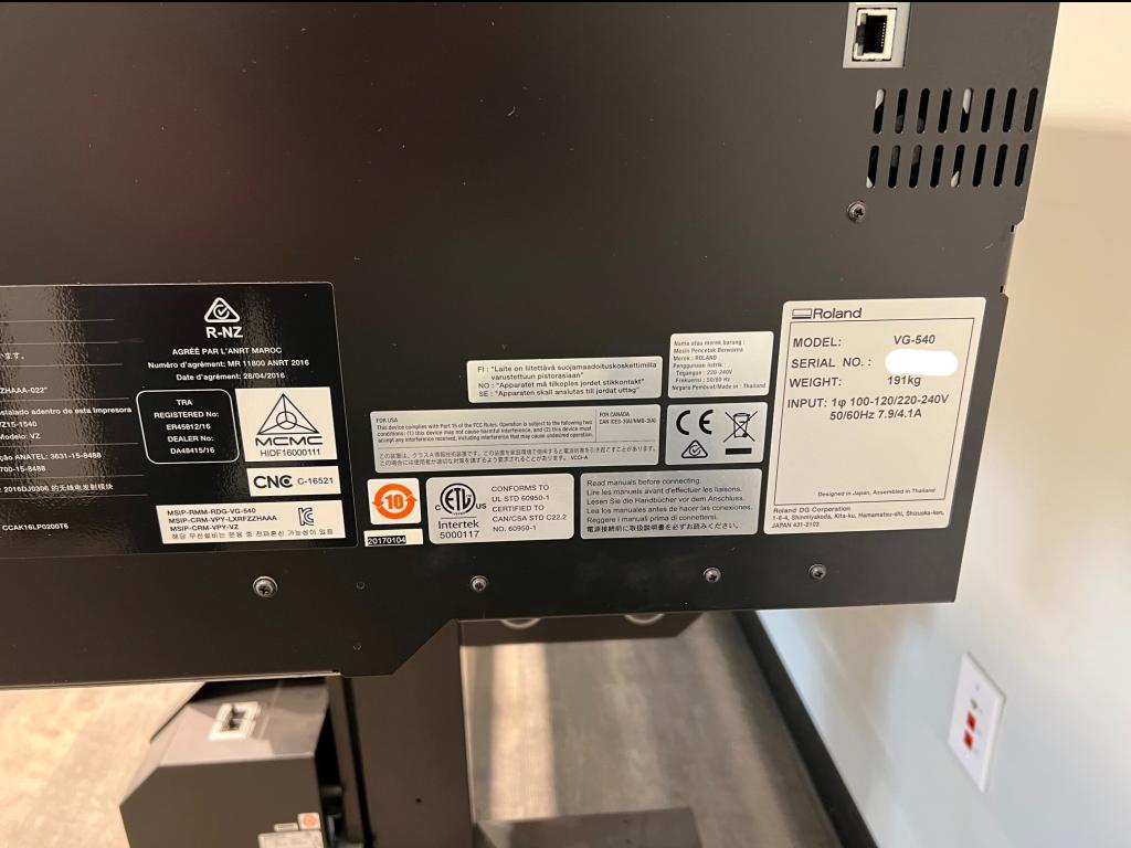 2017 Roland VG-540 Print/Cut Printer