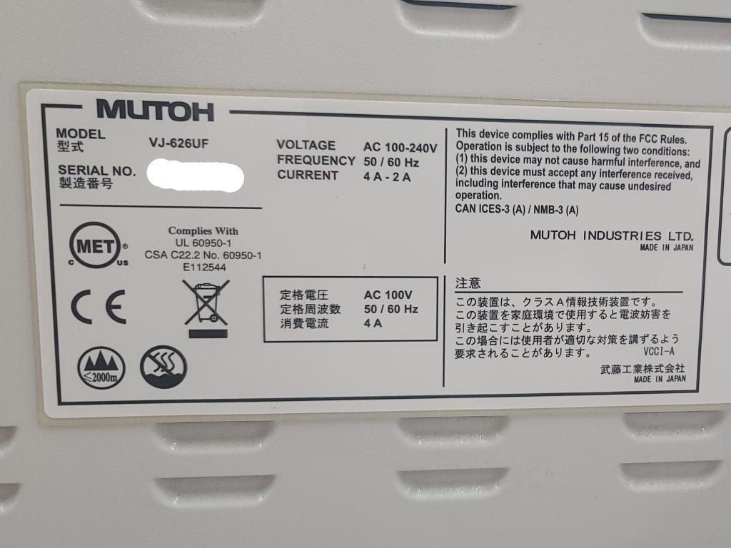 2018 Mutoh Valuejet 626 UF