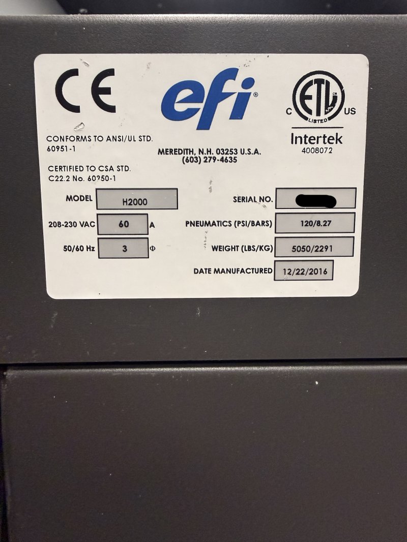 2016 EFI-VUTEk H2000